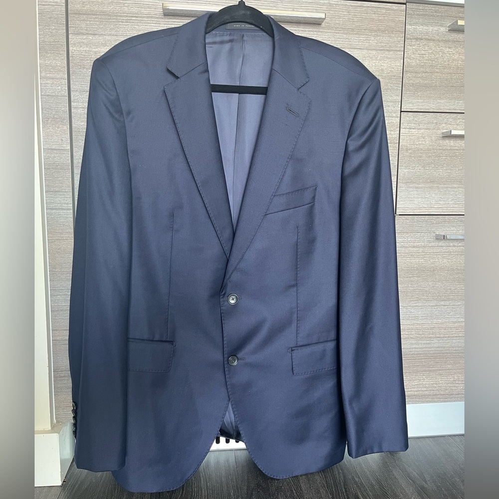 HUGO BOSS Men’s Navy T-Jarrod LC 100% Virgin Wool Super 150 Blazer Jacket 42R